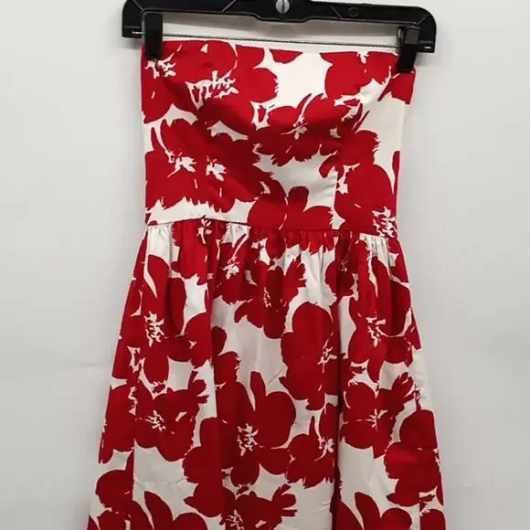 love,,,ady  Women & Junior Red & White Floral Strapless Dress Size Small - Picture 2 of 13
